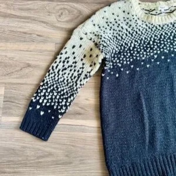 Madewell Black & Cream Drift Stitch Wool Blend Ombre Dot Chunky Sweater Size S - Picture 8 of 13